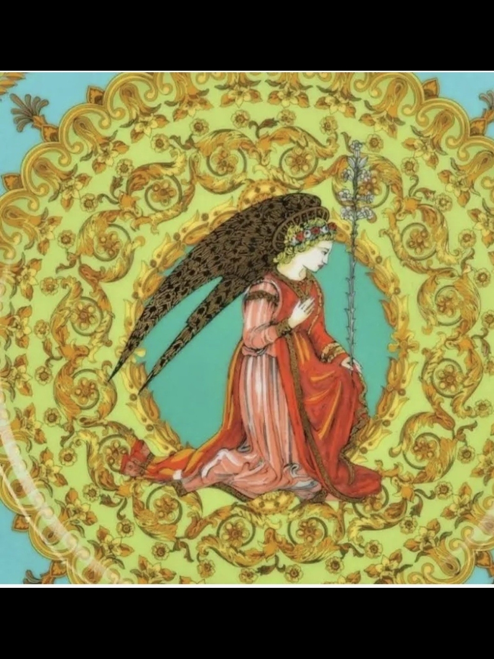 VERSACE Rosenthal Angel Gabriel L'ange  1995 Decorative Plate - Teal, Gold, Red